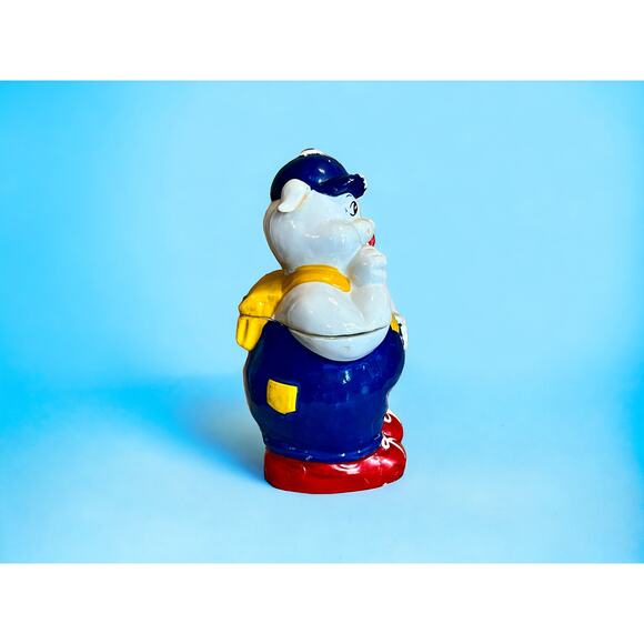 Vintage Cookie Jar-Ceramic Farmer Pig-Mid Century MCM Farmhouse Antique Kitschy - Picture 4 of 9
